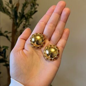 Elegant Gold-Tone Button Earrings